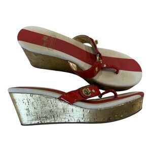 Coach Red and Gold Wedge Sandals
